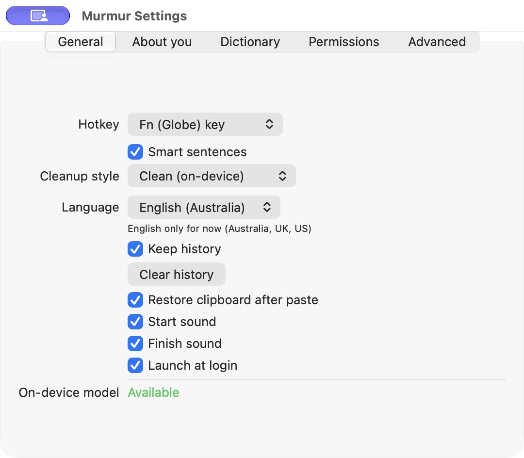 Murmur interface